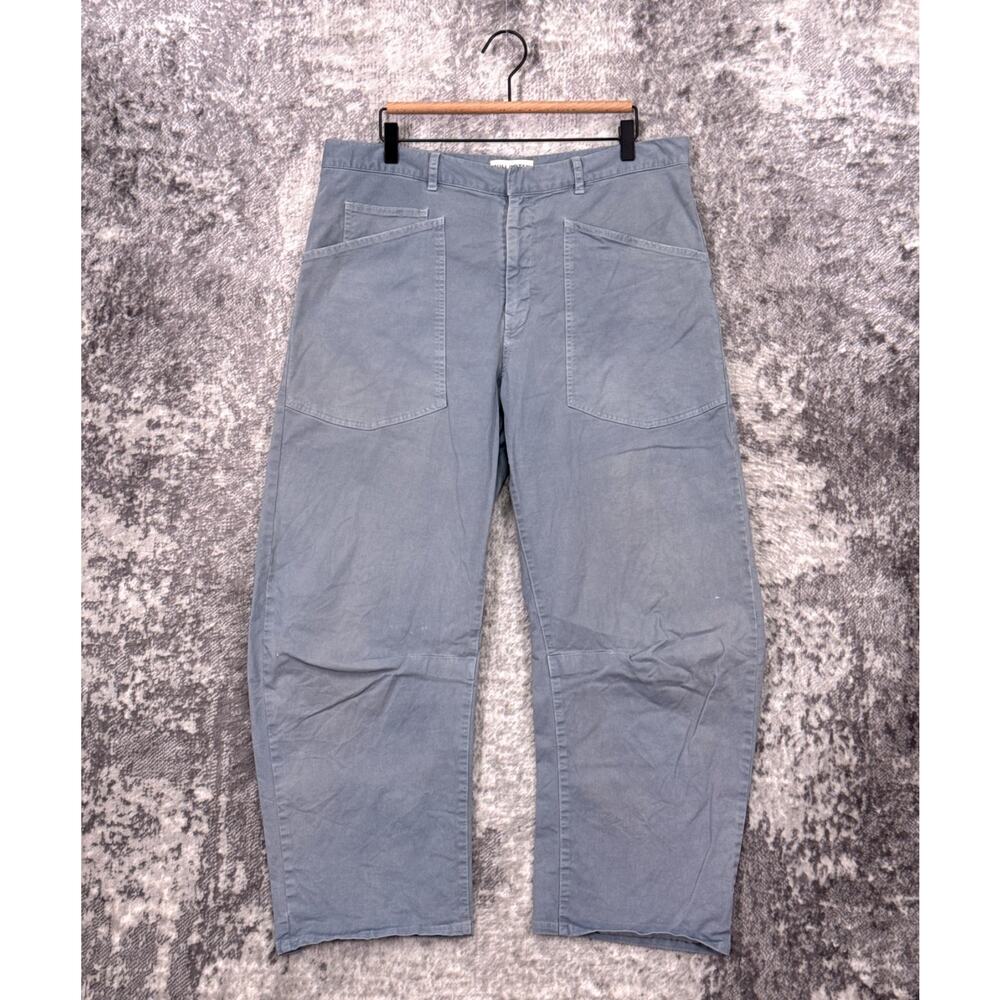 Nili Lotan Pants 12 Womens Shon Barrel Leg Washed Blue